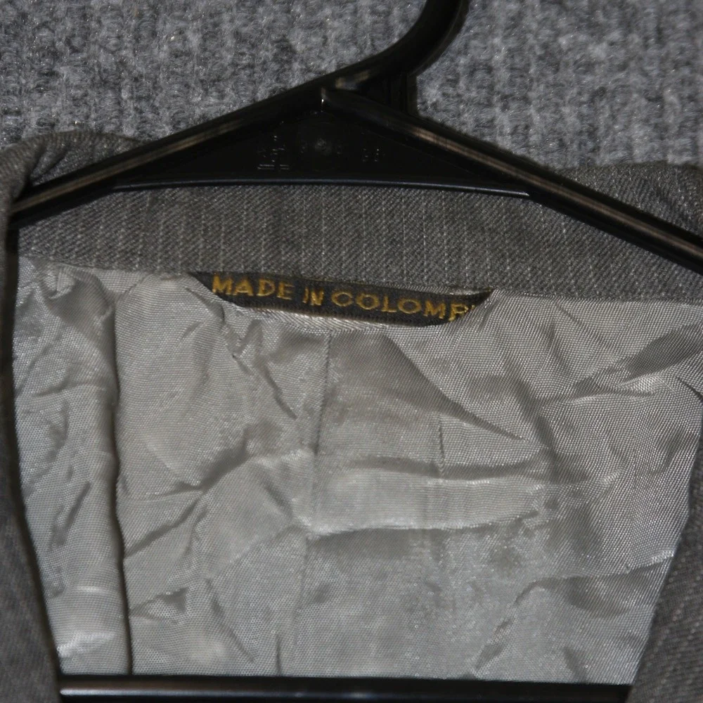 Vintage Andre Laurent Suit Vest 2 Piece Mens 50 Gray Pinstripe Wool Blend Formal